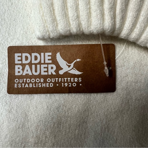 πNWT! EDDIE BAUER Funnel Neck Ivory Soft & Cozy Classic Sweater Sz. Small - Picture 7 of 9